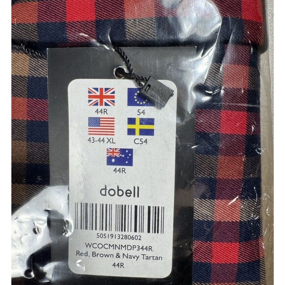 NWT Dobell Mens Red, Brown & Navy Tartan Check Plaid Waistcoat 43-44XL - Picture 3 of 3